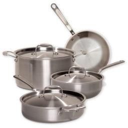 Feito em panelas conjunto de panela e panela de aço inoxidável de 7 peças revestimento inoxidável de 5 camadas inclui frigideiras, panelas