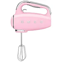 Batedeira Portátil SMEG Rosa Retrô 9 Velocidades 220W Display LED Turbo Acessórios em Inox Bolsa de Armazenamento 110V