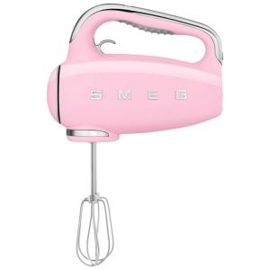 Batedeira Portátil SMEG Rosa Retrô 9 Velocidades 220W Display LED Turbo Acessórios em Inox Bolsa de Armazenamento 110V