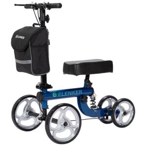 Andador 4 Rodas com Apoio para Joelho Ideal para Lesões Suporta 136kg, ELENKER, Preto