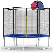 Trampolim AOTOB 8 pés, 10 pés, 12 pés para crianças, trampolim com rede de proteção, trampolim recreativo ao ar livre, azul aprovado pela