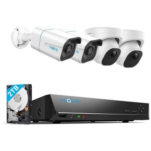 Câmeras de Segurança IP PoE 8MP 4K H.265, RL 4PCS, REOLINK A K8 800B2D2, Branco
