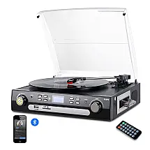 Vitrola Toca Discos 3 Velocidades Multifuncional Bluetooth, Rádio, FM, USB, 110v, DIGITNOW 7539587507, Preto