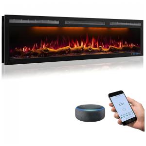 Lareira Elétrica de Embutir A45x152L com Controle Remoto e Tela Sensível ao Toque, 110V 1500W, Mystflame, Preta