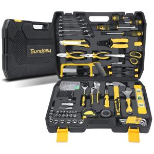 Kit de Ferramentas com Maleta de Transporte, 194 Peças, Amarelas, SUNDPEY, Amarelo