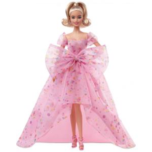 Barbie Signature Birthday Wishes 2022 com vestido de tule rosa e embalagem personalizável