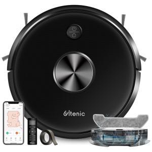 Aspirador de Pó Robô com Controle Remoto e Conexão WI FI, 110v, ULTENIC D5s Pro, Preto