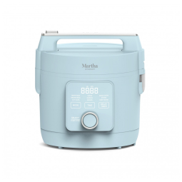 Panela Elétrica de Arroz Martha Stewart Sky Blue 4 Xícaras 8 Xícaras Cozidas Cerâmica Antiadesiva 9 Modos