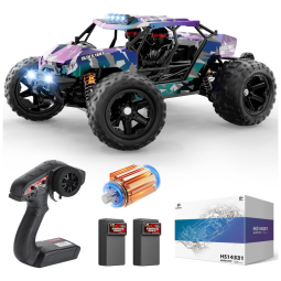 Carro de Controle Remoto Off-Road, Fotocrômico, Escala 1:14 com Velocidade de 40 km/h, 2 Baterias Recarregáveis e Luzes LED