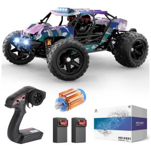 Carro de Controle Remoto Off-Road, Fotocrômico, Escala 1:14 com Velocidade de 40 km/h, 2 Baterias Recarregáveis e Luzes LED