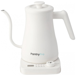 Chaleira elétrica pescoço de ganso PantryPro branca fosca 1L 1500W com controle de temperatura Rapid-Boil, 110V