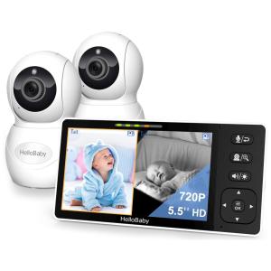 Babá Eletrônica HD 720P com Câmera, Áudio, Luz Noturna e 304M de Alcance, Sem Wifi, HelloBaby.