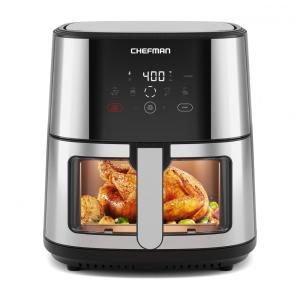 Fritadeira elétrica sem óleo 7,6L Chefman inox janela de visualização painel digital 4 programas 1500W 110V