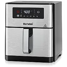 Fritadeira Elétrica Air Fryer 10L com 6 Funções de Cozimento, Controle de Temperatura e Antiaderente, 110V 1700W, Borlebbi, Prata