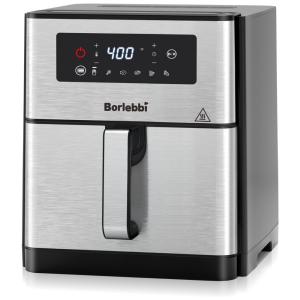 Fritadeira Elétrica Air Fryer 10L com 6 Funções de Cozimento, Controle de Temperatura e Antiaderente, 110V 1700W, Borlebbi, Prata