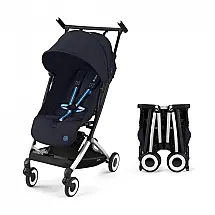Carrinho de Bebê Ultracompacto com Suspensão Suave e Reclinação Ajustável com Uma Mão, Cybex Libelle, Azul Escuro