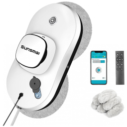 Robô Limpador de Janelas com Controle Remoto e Spray de Água Automático, 110V, SUNSMAI SWLR0001, Branco