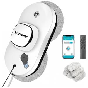 Robô Limpador de Janelas com Controle Remoto e Spray de Água Automático, 110V, SUNSMAI SWLR0001, Branco
