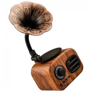 Mini Gramofone Retrô Vintage com Bluetooth para Presente de Decoração de Escritório, HEALLILY, Marrom
