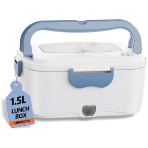 Marmita Elétrica Portátil 2 em 1, 1,5L com Bolsa de Transporte e Recipiente Removível de Aço Inoxidável 304, 12V 110V, Camisoon