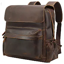 Unique Retro Bag Mochila Vintage de Couro para Laptop Marrom, Masculina