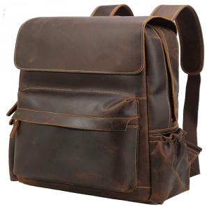 Unique Retro Bag Mochila Vintage de Couro para Laptop Marrom, Masculina