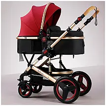 Carrinho de Bebê 2 em 1 com Assento Reversível, Cesta de Armazenamento e Porta-Copos, RIBONI, Vermelho