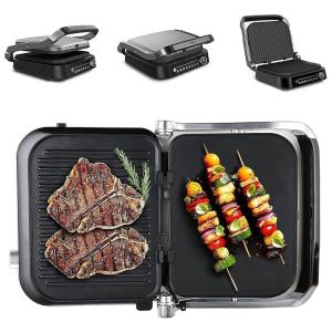 Gevi Sanduicheira, Grill 7 em 1 Antiaderente com Controle de Temperatura, Aço Inoxidável, 110V