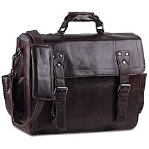 Bolsa, Pasta de Couro Masculina para Laptop, HANDMADE WORLD, Marrom
