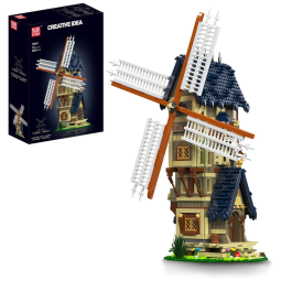 Kit de Construção Moinho de Vento Medieval Modelo com 1584 Peças para Crianças, Mould King