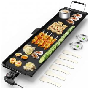 Grill Elétrico Antiaderente serve até 15 Porções com 5 Temperaturas Ajustáveis, 5000W 110V, CHEFJOY, Preto