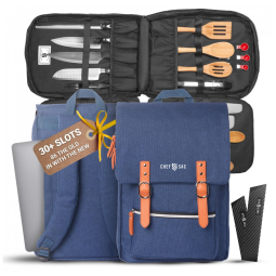 Chef Estojo, Bolsa Portátil para Facas com 30 Slots, Facas não Incluídas, Azul