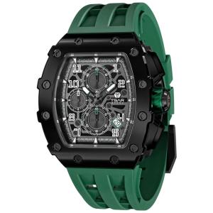 Relógio Masculino Analógico Quartzo a Prova dÁgua 50M com Cronógrafo, TSAR BOMBA TB 8204SGLZHX, Verde e Preto