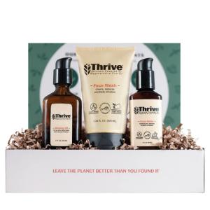 Kit Skin de Cuidados com a Pele para Homens com Hidratante, Sabonete e de Barbear, THRIVE NATURAL CARE, Branco