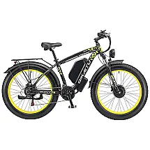 Bicicleta Elétrica QIKAITU MQ3000 2000W com Motor Duplo, Bateria UL 48V 23Ah, Suspensão com Trava, Freios Hidráulicos e Rodas 26x4"