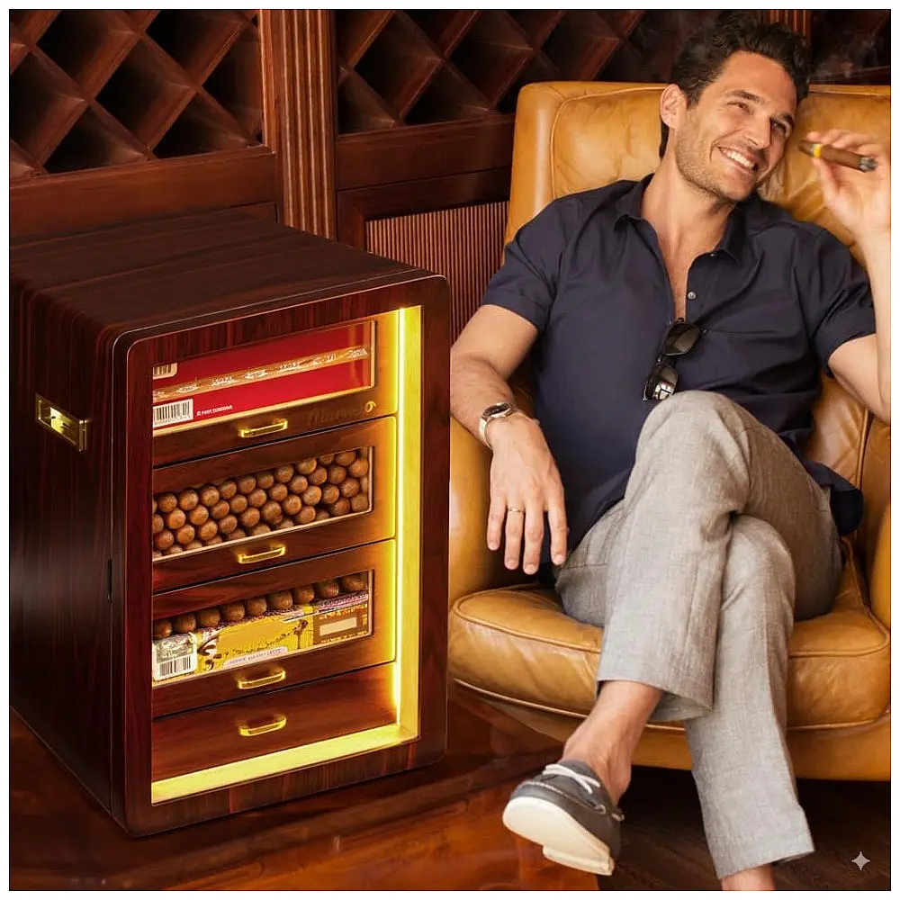 Humidor Charutos Marvero Ébano Desktop 200 Charutos Gavetas Cedro LED — foto 2