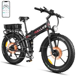 W Wallke X3 Bicicleta Elétrica Motorizada 8 Velocidades e 3 Modos, 750W, Preta