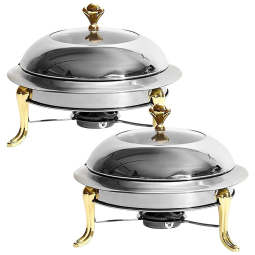 Conjunto Rechaud 4L Redondo com Tampa e Queimador, 2 UN, TigerChef Prata e Dourada