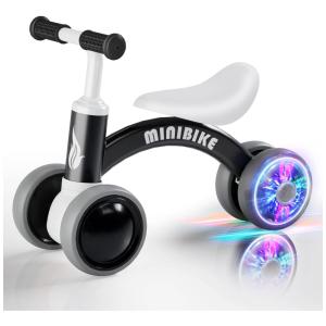 Bicicleta sem Pedal com 4 Rodas para Crianças de 10 a 36 Meses, Cawhad, Preta