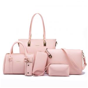 Conjunto de Bolsas Femininas 6 Peças com Carteira, 2E youth, Rosa