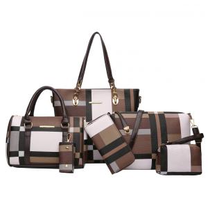 Conjunto de Bolsas Femininas 6 Peças com Carteira, 2E youth, Marrom