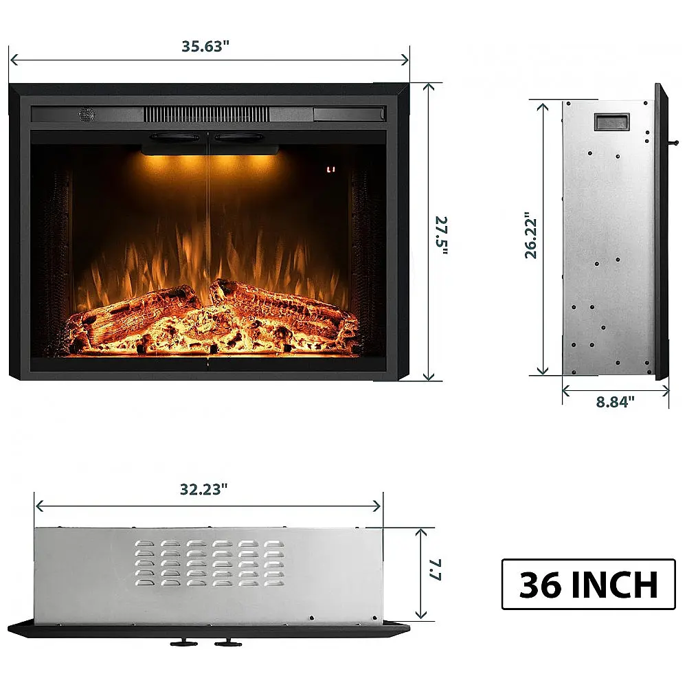 Lareira Elétrica Benrocks 91x69cm 1500W Insert Chamas Multicolor Som 110V — foto 3