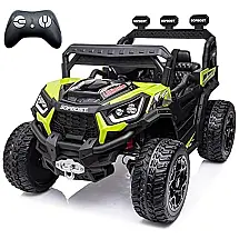 sopbost Carro, Carrinho 4X4 Off Road 2 Assentos, Recarregável com Controle Remoto 2.4G, 12V, Verde