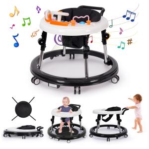 Andador de bebê com Música e Luzes, Dobrável, Com 9 Alturas Ajustáveis. Centro de Atividades Portátil com Rodas, para Meninos e Meninas