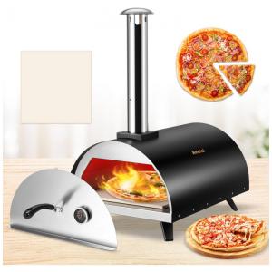 Forno de Pizza a Carvão Portátil Aço Inoxidável com Pedra de Pizza, Newhai, Preto
