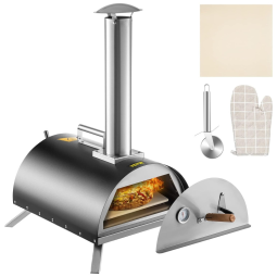 Forno de a Carvão Portátil Aço Inoxidável, VEVOR Wood Fired Oven 12 Portable Pizza Oven, Preto