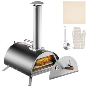 Forno de a Carvão Portátil Aço Inoxidável, VEVOR Wood Fired Oven 12 Portable Pizza Oven, Preto