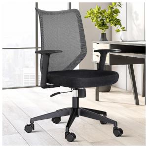 Cadeira de Escritório Ergonômica Giratória e Apoio de Braços, ETASKER, Preto