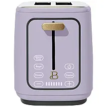 Torradeira elétrica Beautiful 2 fatias lavanda com display digital touch, ranhuras largas, 7 níveis de tostagem, bandeja de migalhas, 900W