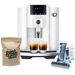 Máquina de Café Expresso com Visor em LED e Filtragem de Água CLEARYL Smart+, Inclui 6 Pastilhas de Limpeza , 110V, Jura E4, Branca